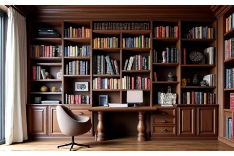 Floor-to-ceiling built-in bookshelf for a home library